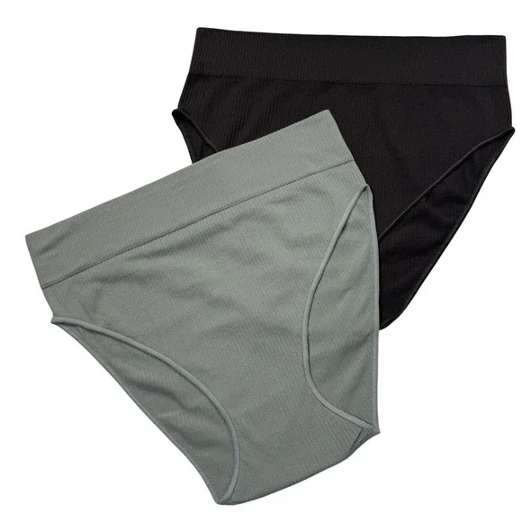 SKIMS Stretch Rib Brief Lot of 2 NEW Soot sea Haze L/XL - Picture 1 of 12